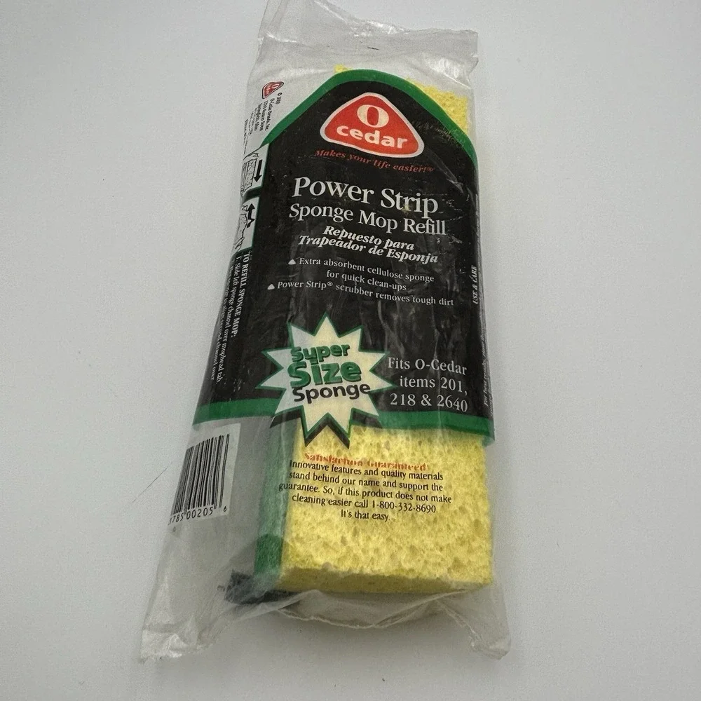 O-Cedar Yellow Cellulose Sponge Mop Refill Power Strip Extra‎ Squeeze NEW NOS